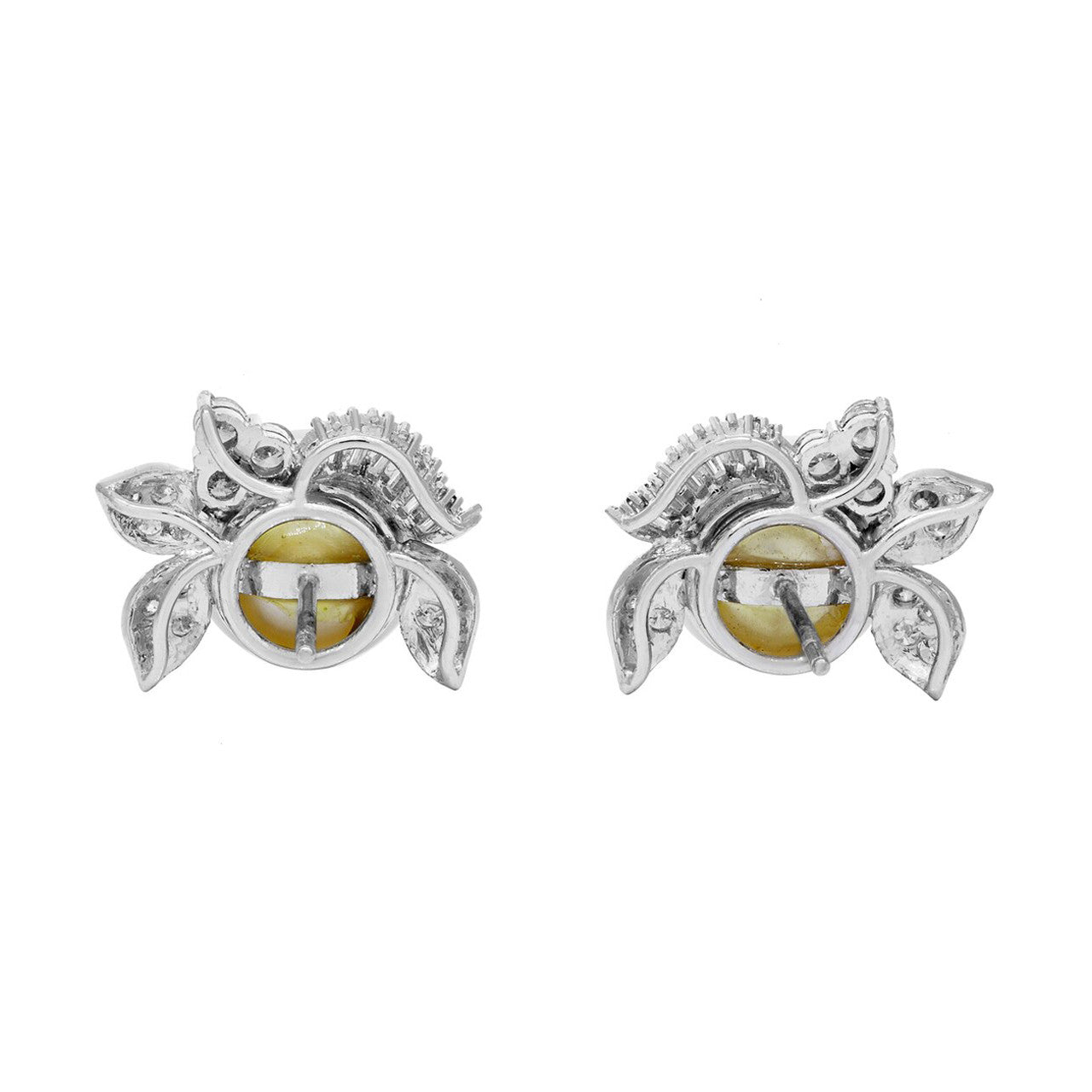 Exclusive 18K White Gold South Sea Pearl Diamond Earrings — Top View