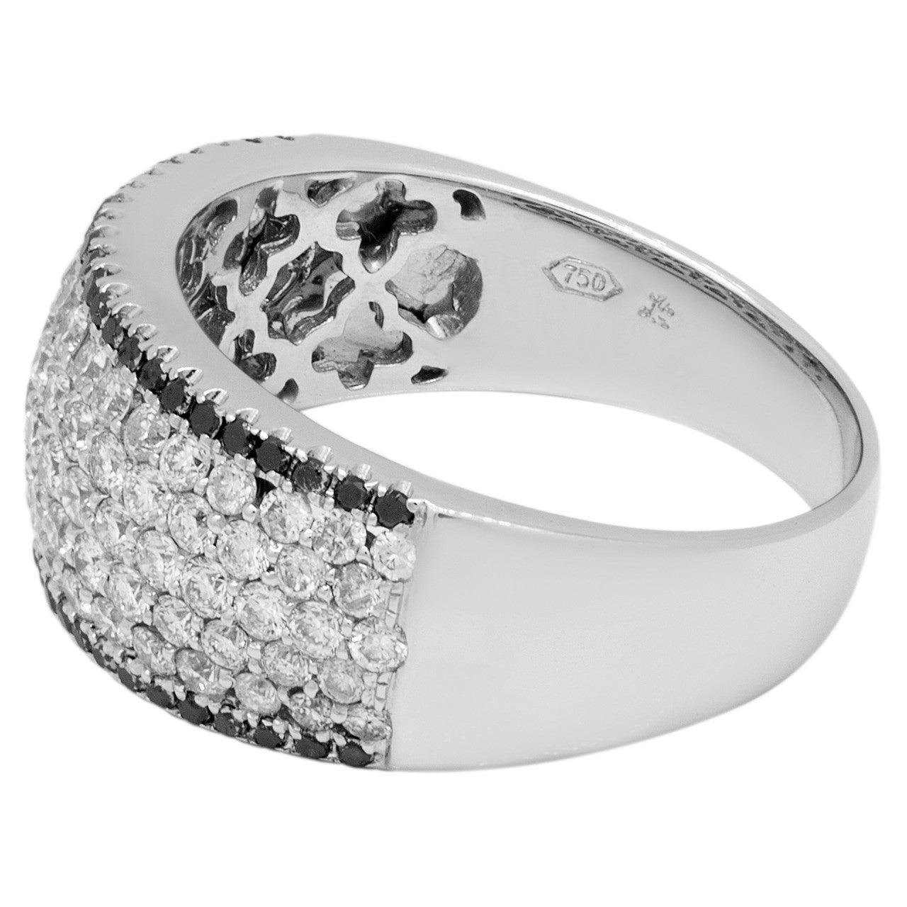 Exclusive 18K White Gold Framed Black Diamond Ring — 5 — Top View