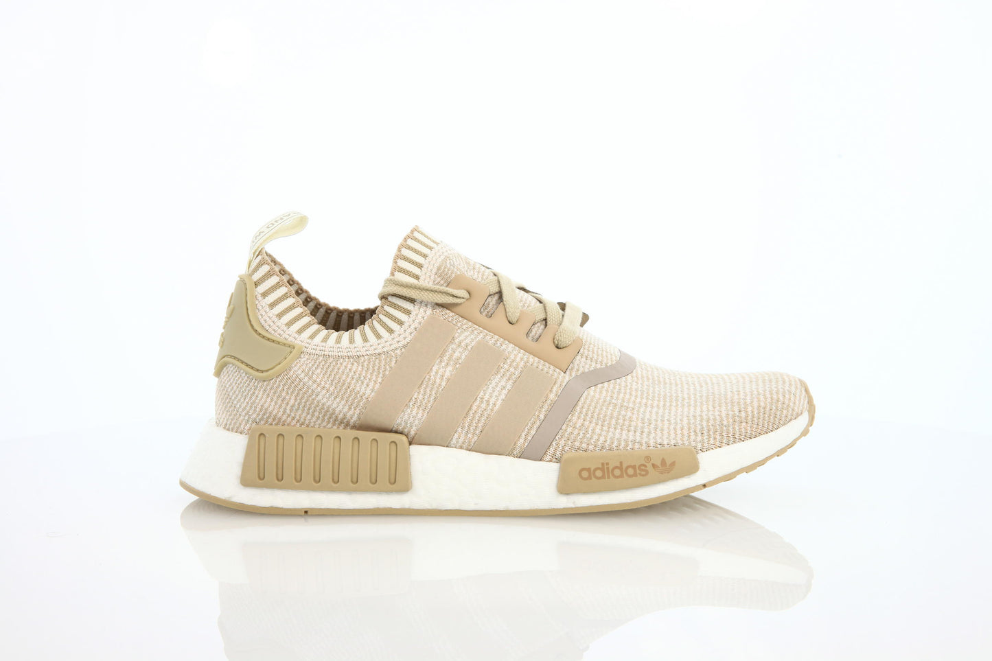 Exclusive adidas Originals Nmd R1 Boost Runner Primeknit "Linen Khaki" — 3.5 — Front View
