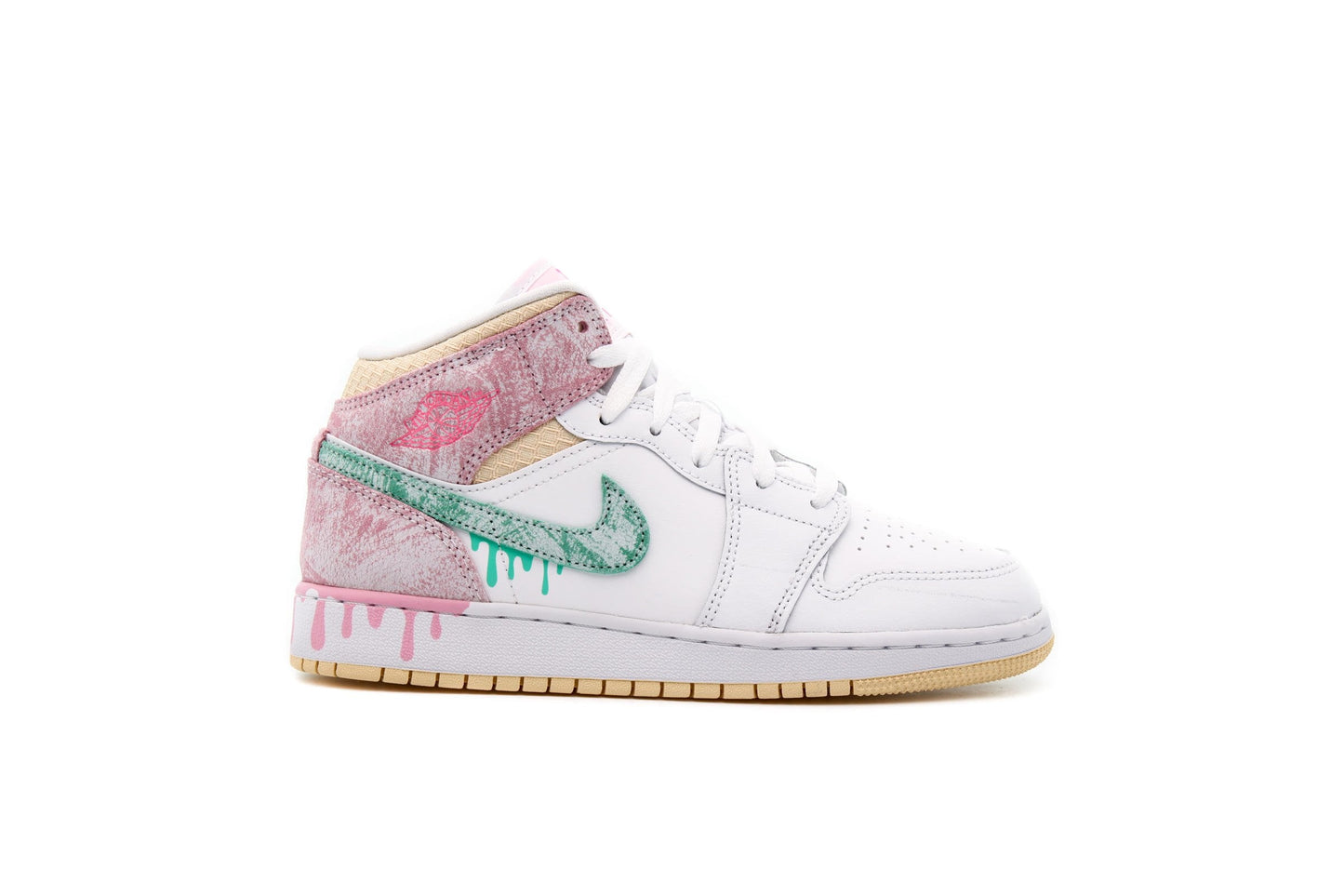 Exclusive Air Jordan 1 MID SE (GS) "WHITE" — 3.5Y — Front View