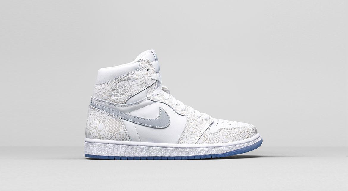 Exclusive Air Jordan 1 Retro Hi OG Laser "All White" — 3.5 — Front View