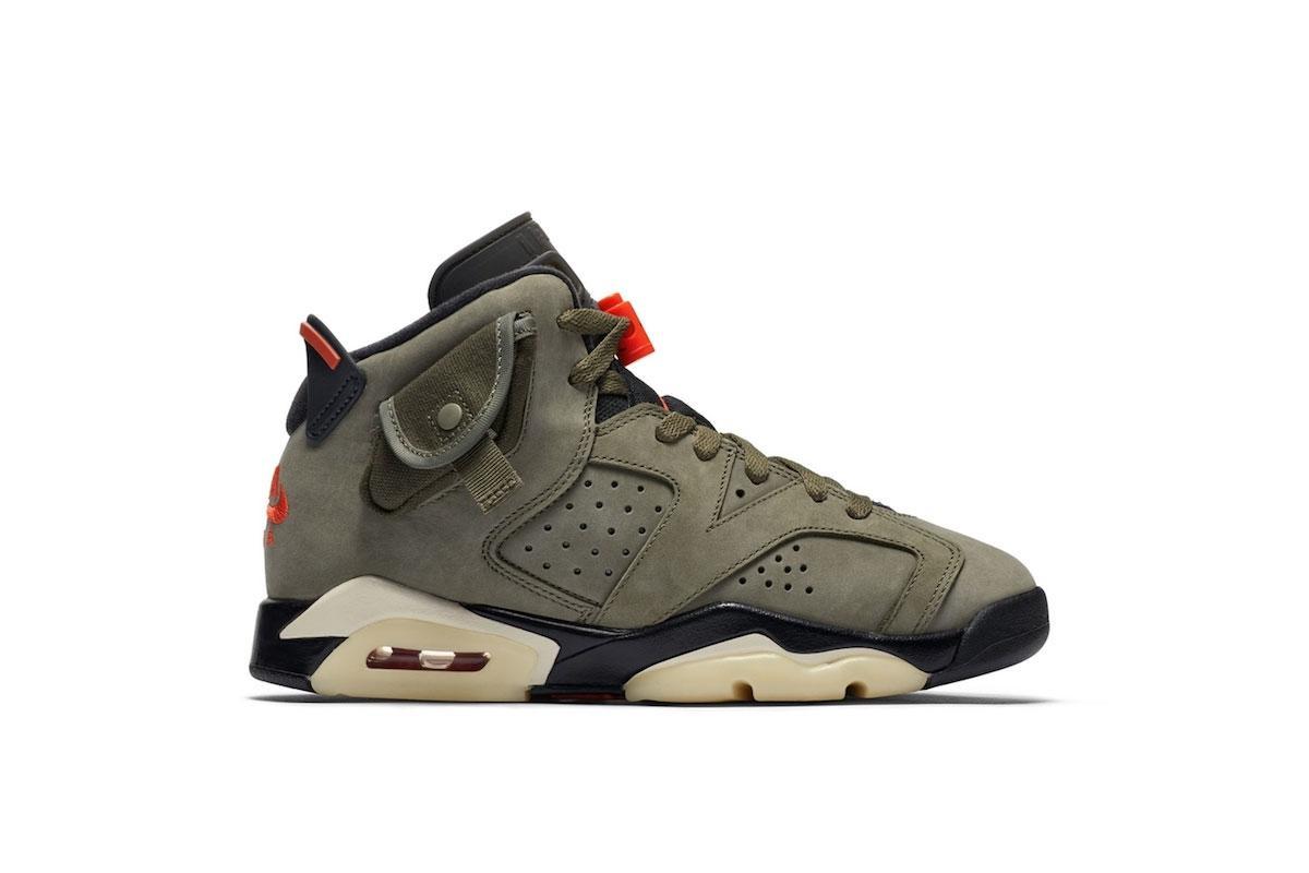 Exclusive Air Jordan 6 Retro Travis Scott (GS) "Medium Olive" — 3.5Y — Front View