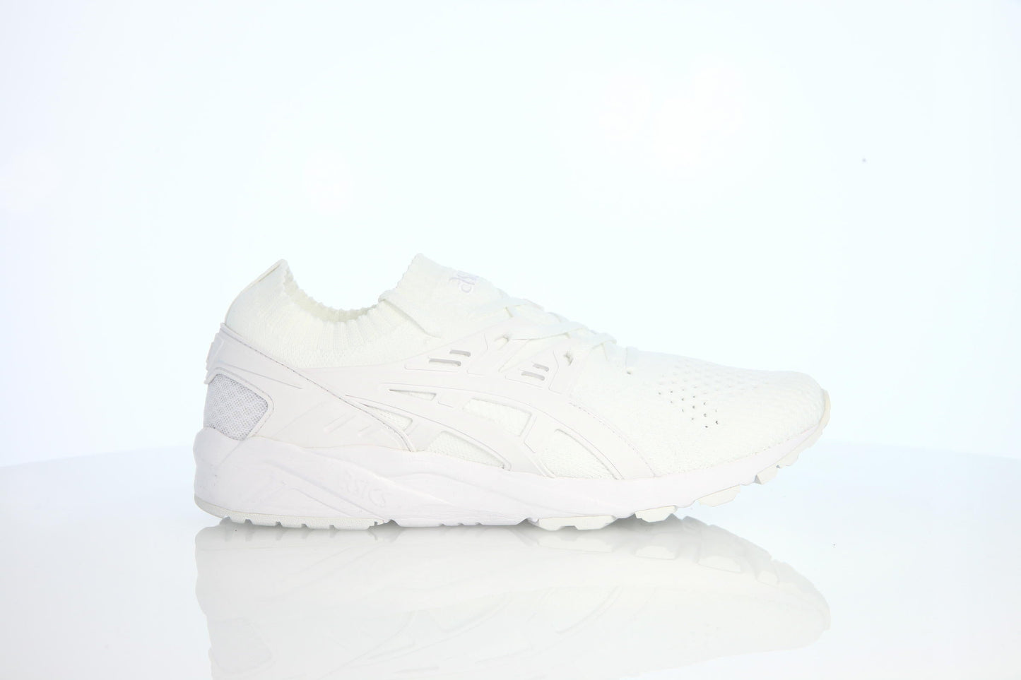 Exclusive Asics Gel-Kayano Trainer One Piece Knit Pack "All White" — 4 — Front View