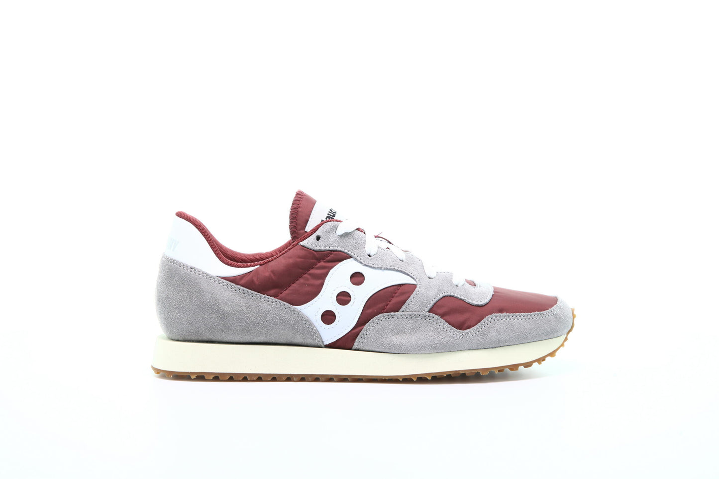 Exclusive Saucony DXN Trainer Vintage "Grey Maroon" — 4.5 — Front View