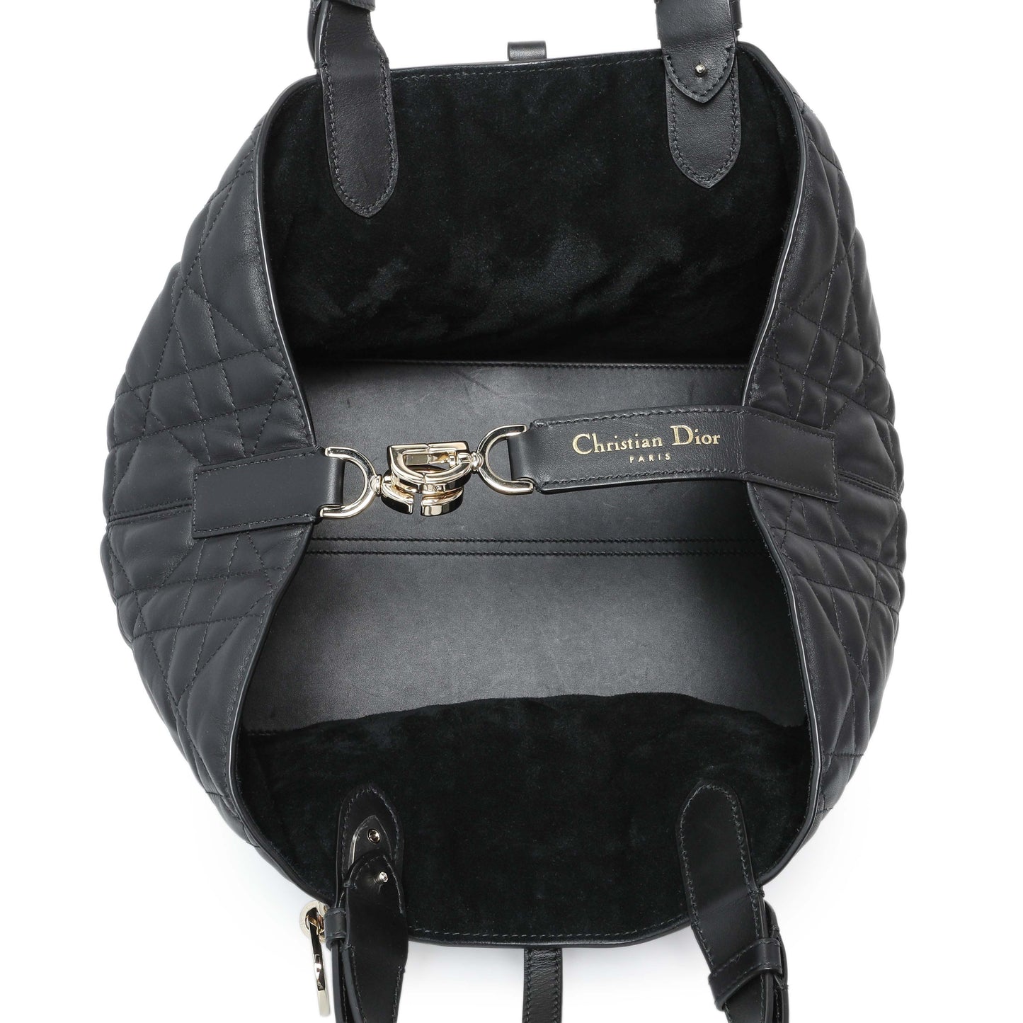 Exclusive Christian Dior Black Calfskin Macrocannage Medium Toujours — Top View