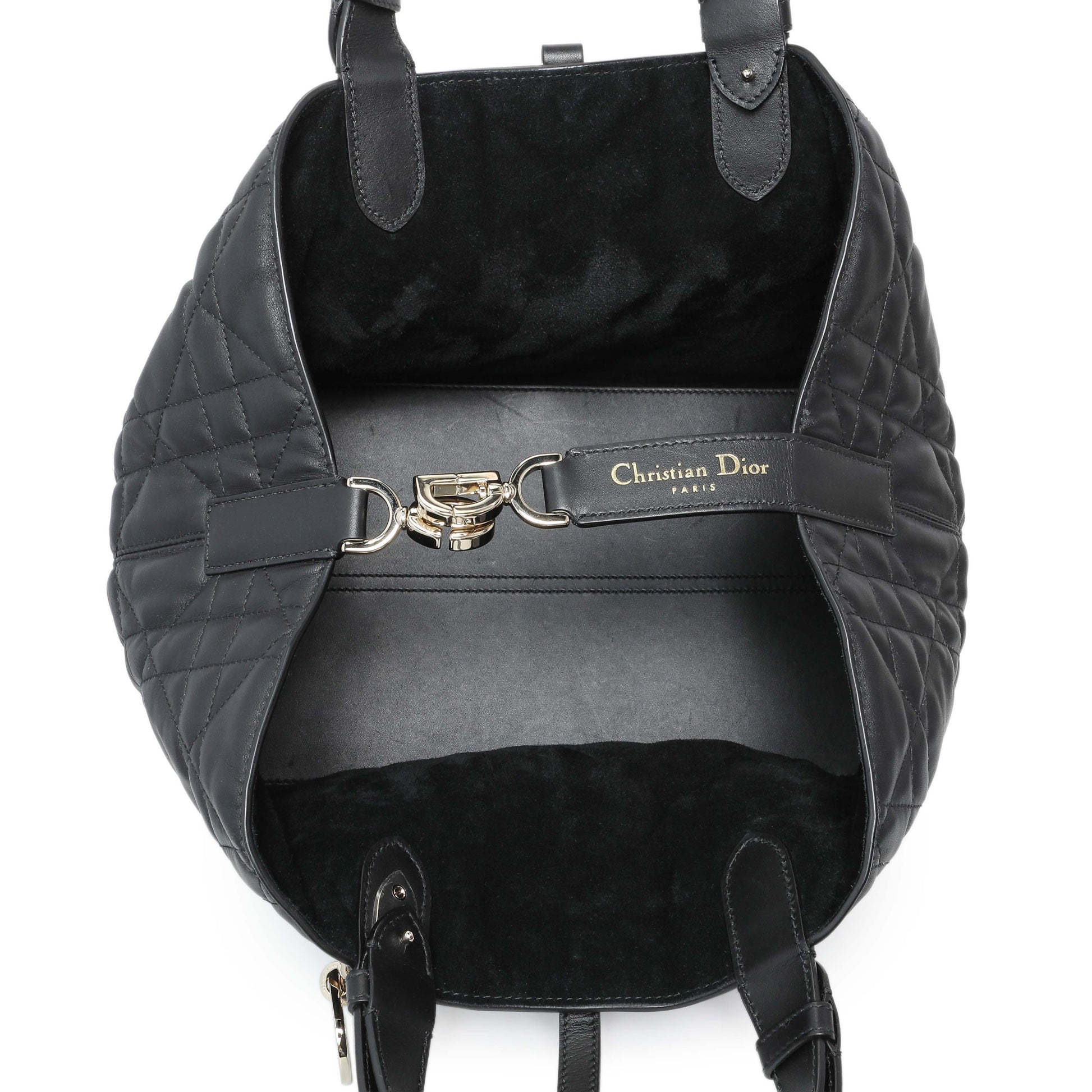 Exclusive Christian Dior Black Calfskin Macrocannage Medium Toujours — Top View