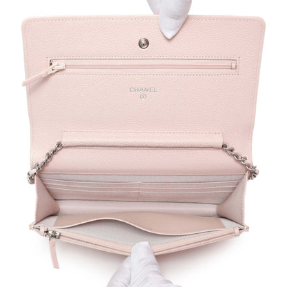 Exclusive Chanel Pink Quilted Caviar Wallet on Chain — Top View