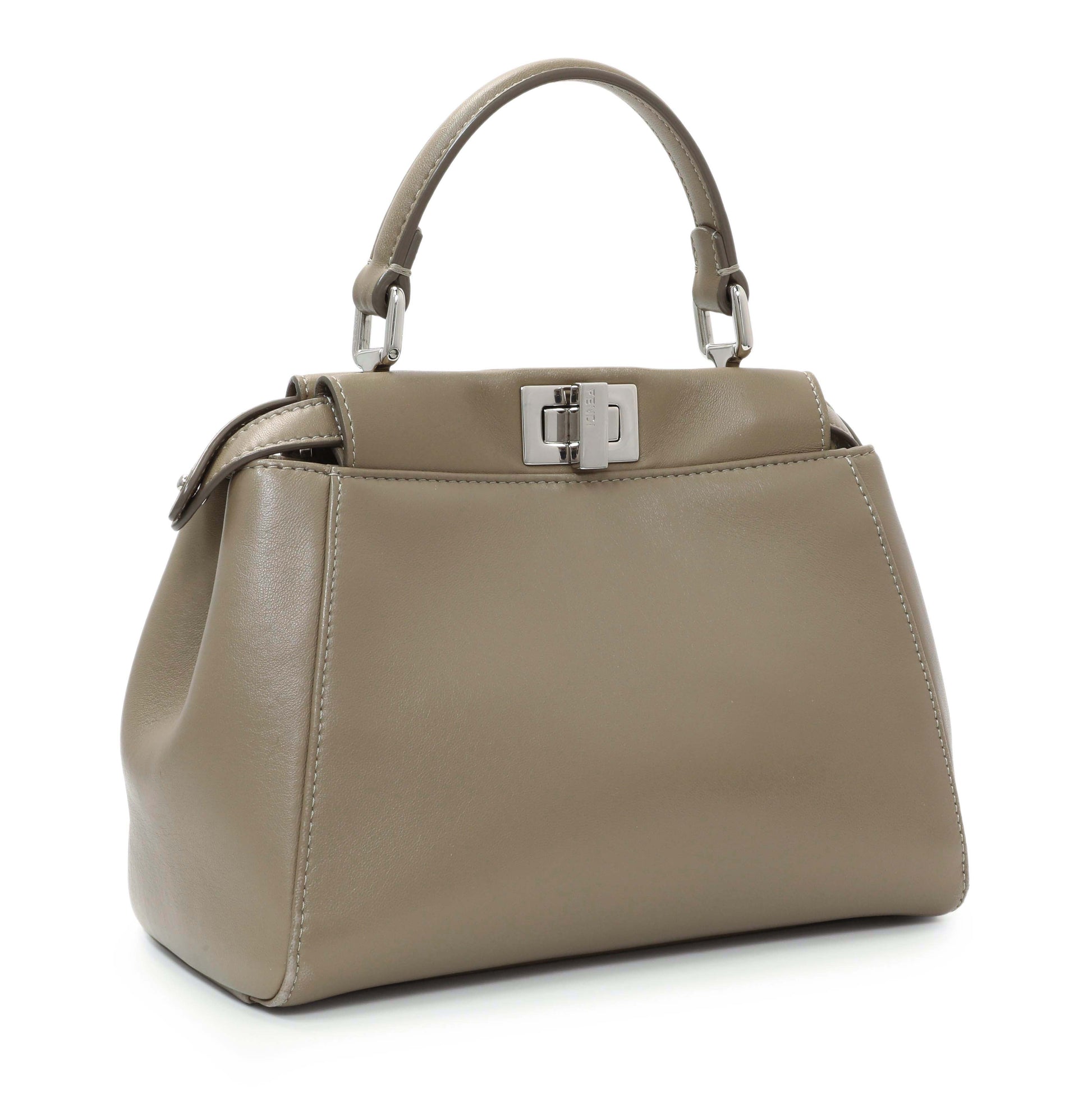 Exclusive Fendi Tortora Nappa Mini Peekaboo Iconic Satchel — Side View