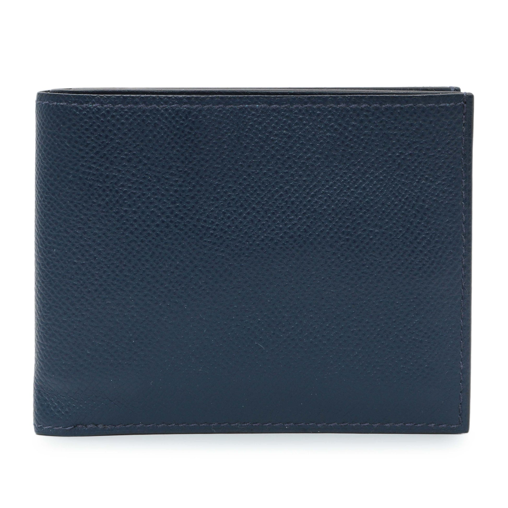 Exclusive Hermes Bleu Indigo Epsom Citizen Twill Compact Wallet — Front View