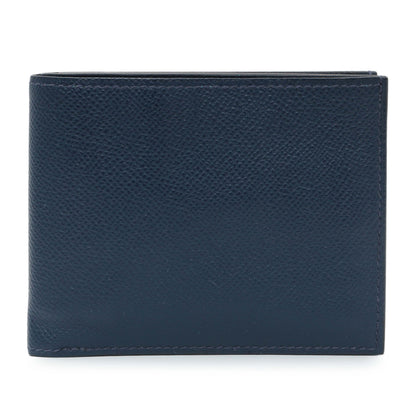 Exclusive Hermes Bleu Indigo Epsom Citizen Twill Compact Wallet — Front View