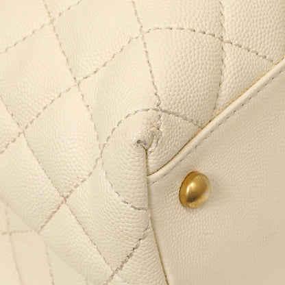 Exclusive Chanel Ivory Quilted Caviar Lizard Medium Coco Handle — Detail View