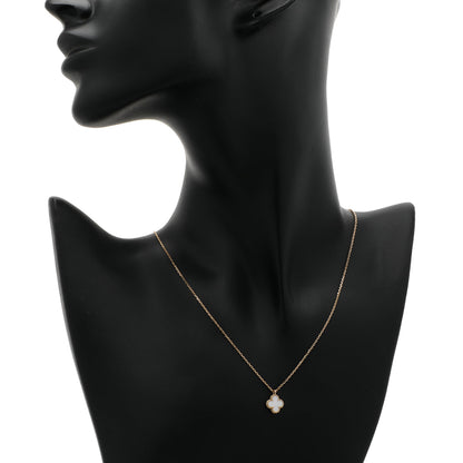 Exclusive Van Cleef & Arpels 18K Yellow Gold Mother of Pearl Sweet Alhambra Pendant Necklace — Top View