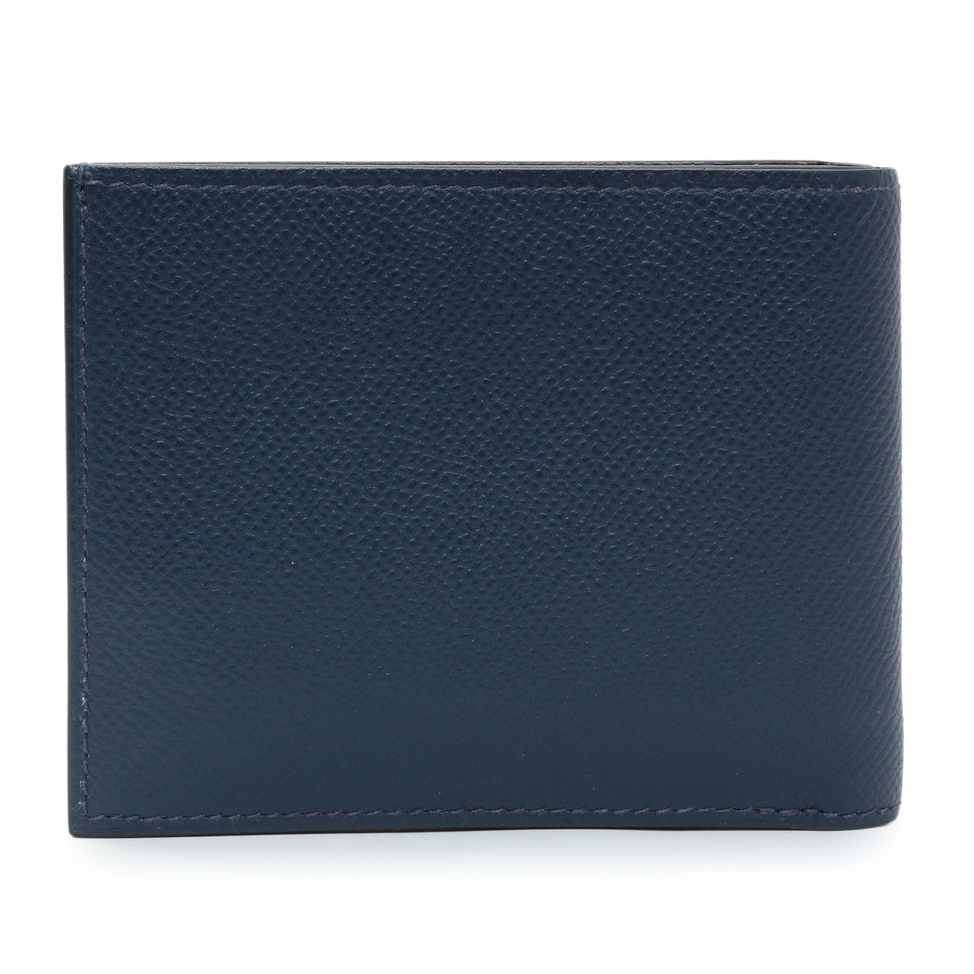 Exclusive Hermes Bleu Indigo Epsom Citizen Twill Compact Wallet — Side View
