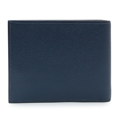Exclusive Hermes Bleu Indigo Epsom Citizen Twill Compact Wallet — Side View