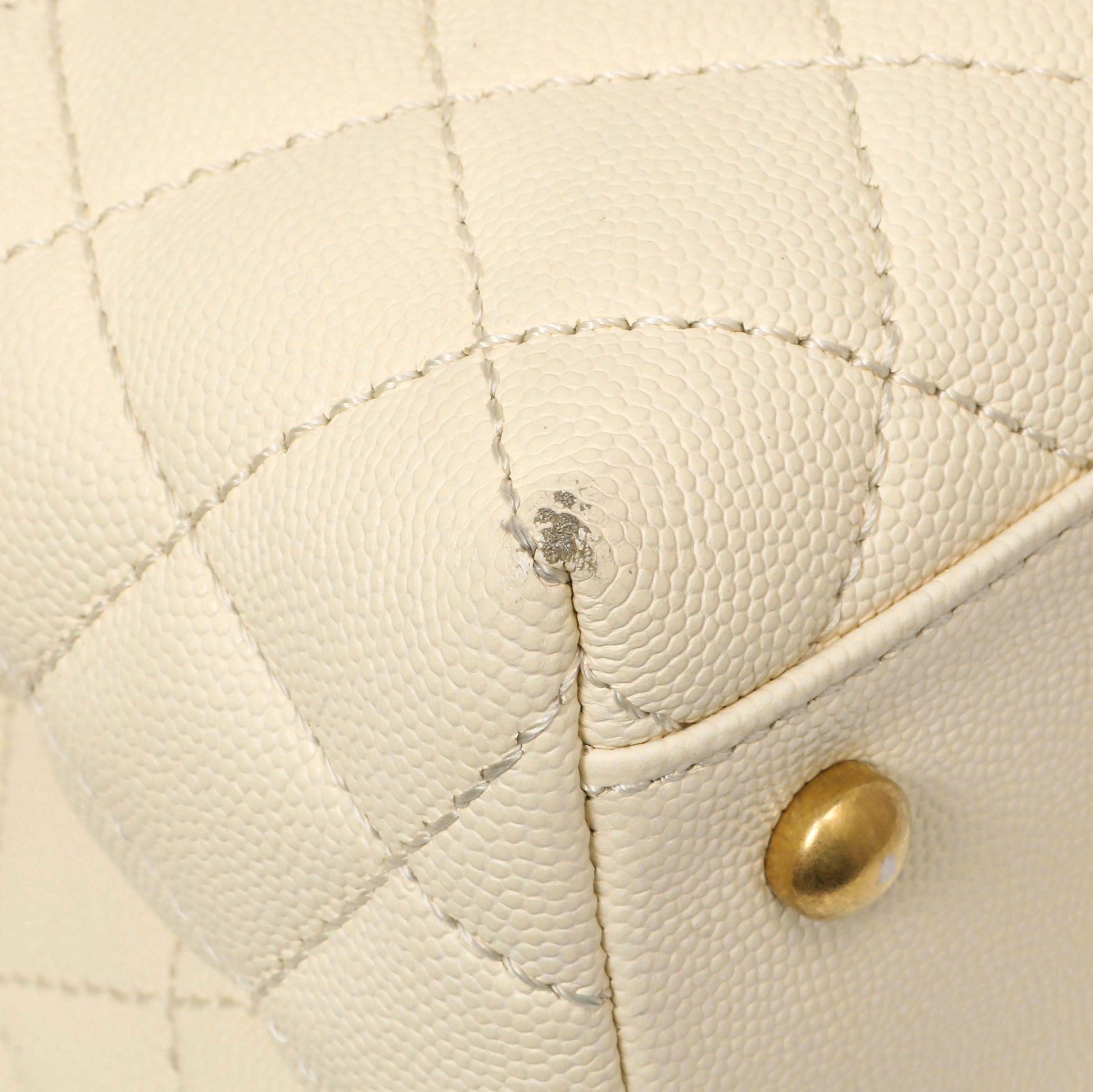 Exclusive Chanel Ivory Quilted Caviar Lizard Medium Coco Handle — Lifestyle View