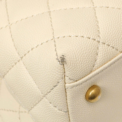 Exclusive Chanel Ivory Quilted Caviar Lizard Medium Coco Handle — Lifestyle View