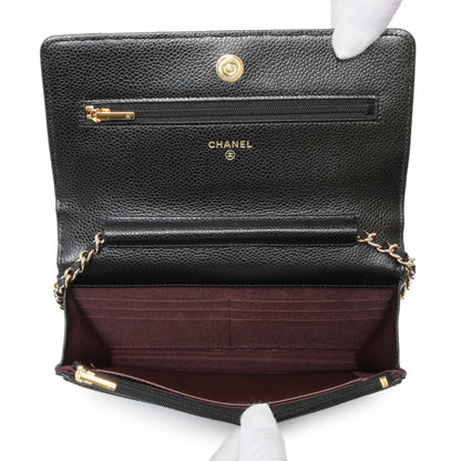 Exclusive Chanel Black Quilted Caviar Wallet on Chain — Alternate View 8
