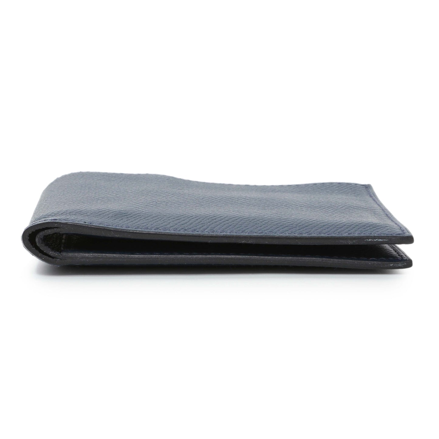 Exclusive Hermes Bleu Indigo Epsom Citizen Twill Compact Wallet — Back View