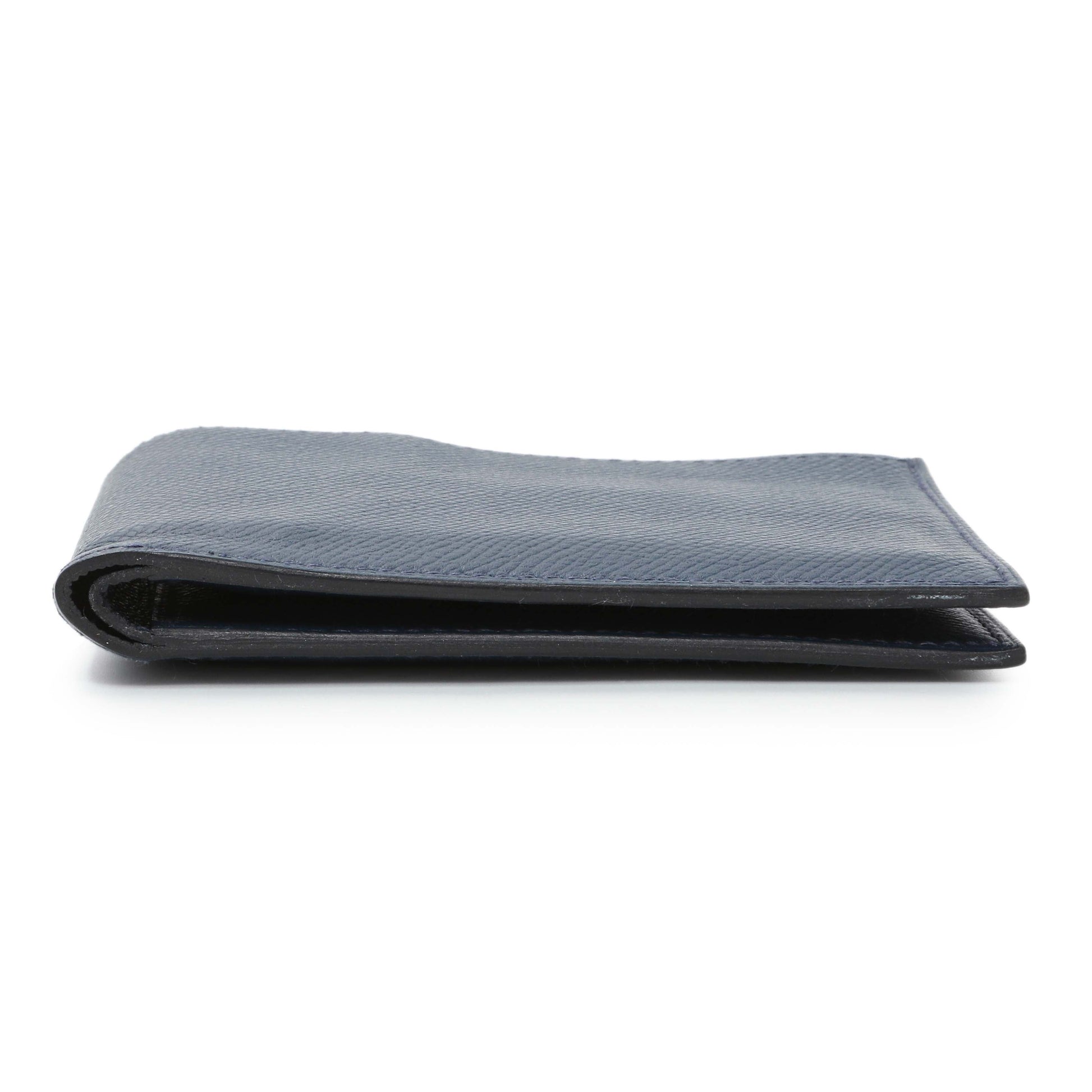 Exclusive Hermes Bleu Indigo Epsom Citizen Twill Compact Wallet — Back View