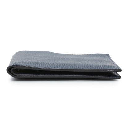 Exclusive Hermes Bleu Indigo Epsom Citizen Twill Compact Wallet — Back View