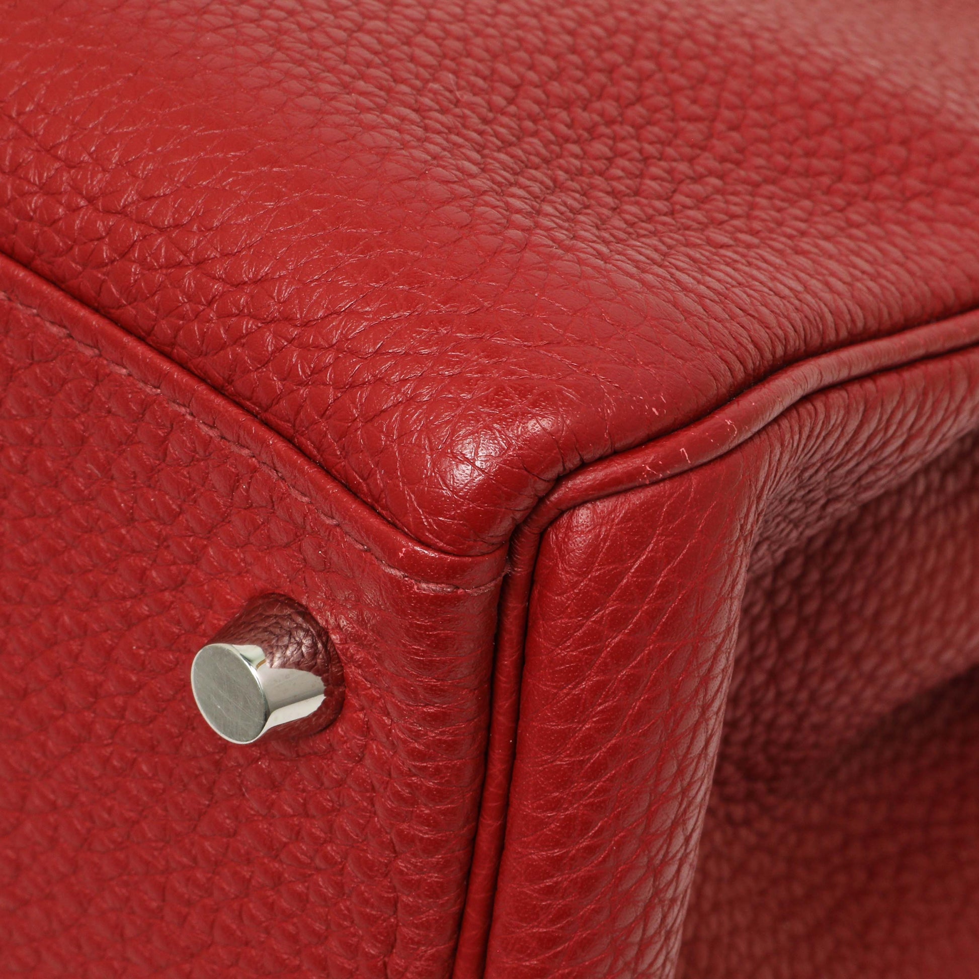 Exclusive Hermes Rouge Garance Togo Kelly Retourne 32 — Detail View