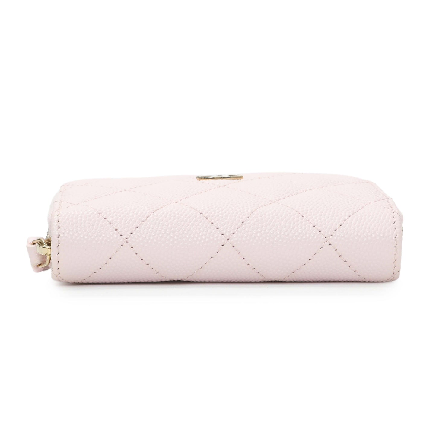 Exclusive Chanel Light Pink Quilted Caviar Zip Coin Wallet — Back View