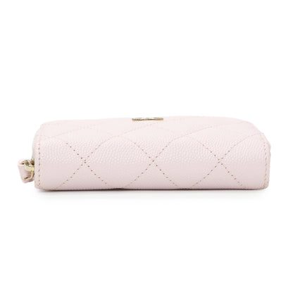 Exclusive Chanel Light Pink Quilted Caviar Zip Coin Wallet — Back View