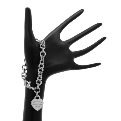 Exclusive Tiffany & Co. Sterling Silver Heart Tag Charm Bracelet — Back View