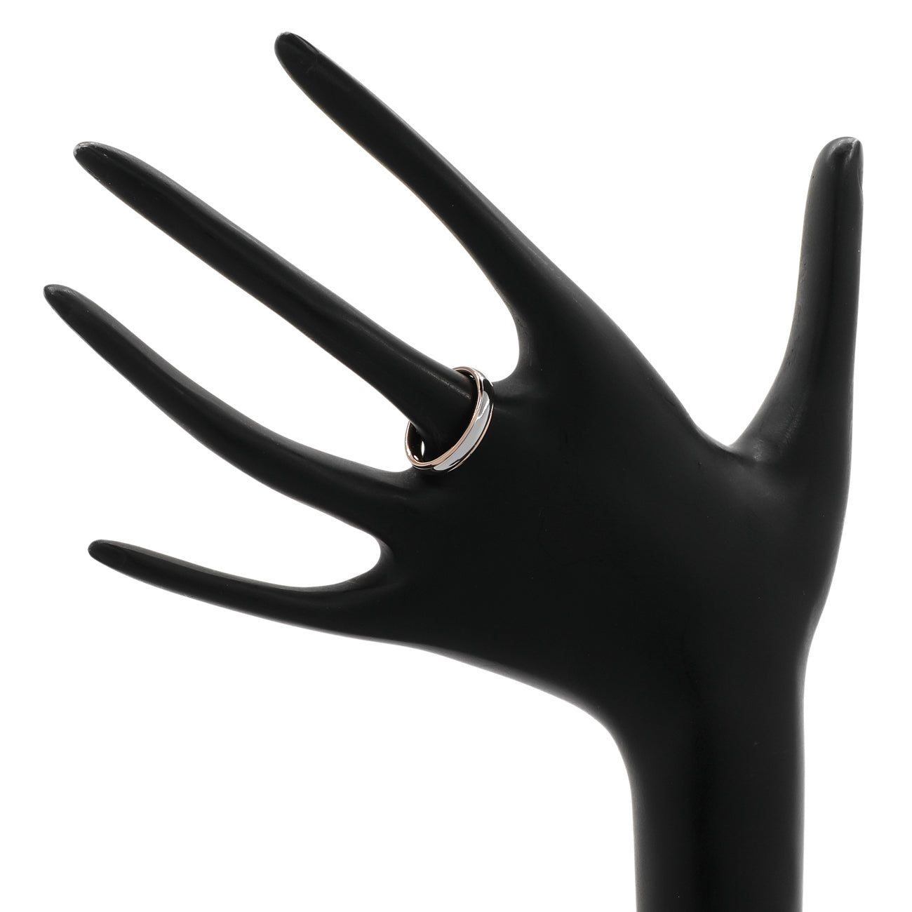 Exclusive Tiffany & Co. Platinum 18K Rose Gold 4mm Lucida Wedding Band Ring — Back View