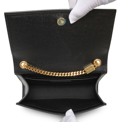 Exclusive Saint Laurent Black Grain De Poudre Small Monogram Kate Satchel — Lifestyle View