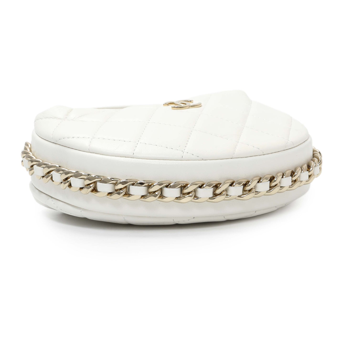 Exclusive Chanel White Lambskin Quilted Chain Around Pouch — Back View