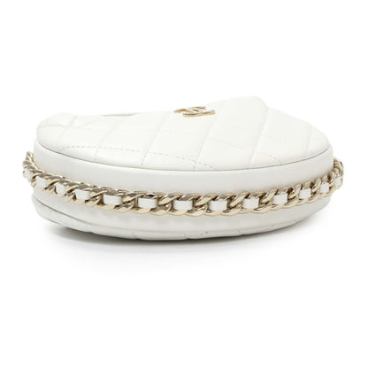 Exclusive Chanel White Lambskin Quilted Chain Around Pouch — Back View