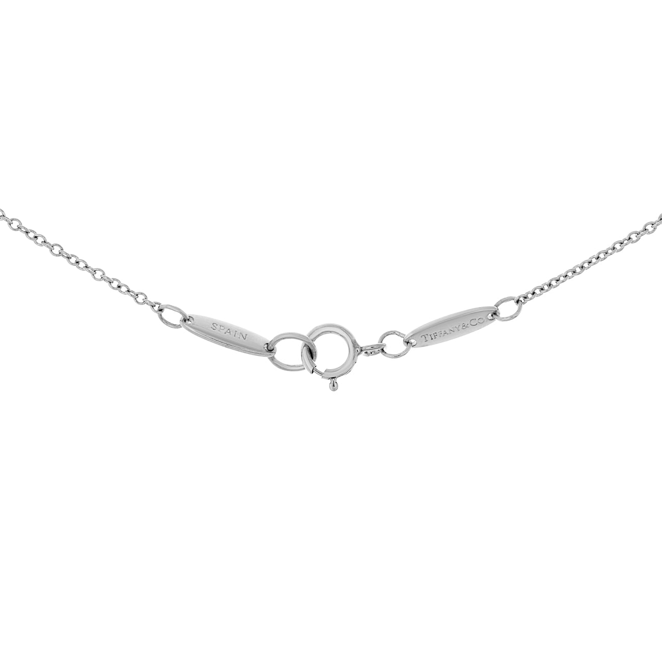 Exclusive Tiffany & Co. Platinum Diamond 22mm Open Heart Pendant Necklace — Back View