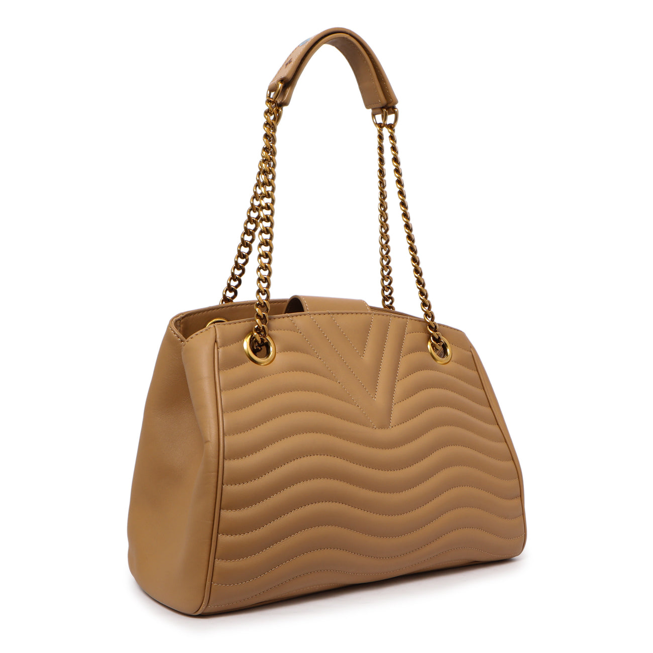 Exclusive Louis Vuitton Noisette Calfskin New Wave Chain Tote — Side View