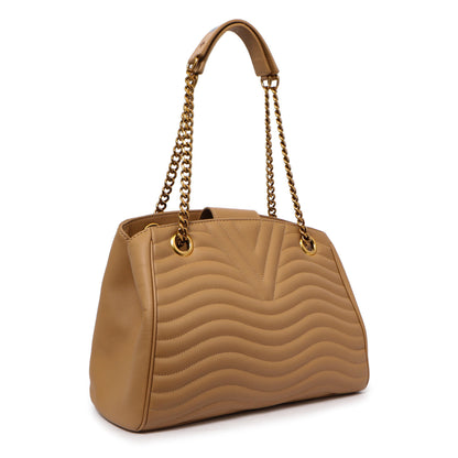 Exclusive Louis Vuitton Noisette Calfskin New Wave Chain Tote — Side View