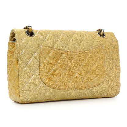 Exclusive Chanel Beige Crinkled Patent Medium Double Flap — Side View