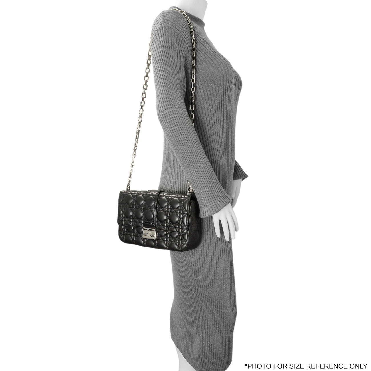 Exclusive Christian Dior Black Lambskin Cannage Medium Miss Dior Flap — Alternate View 11