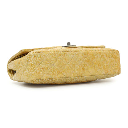 Exclusive Chanel Beige Crinkled Patent Medium Double Flap — Back View
