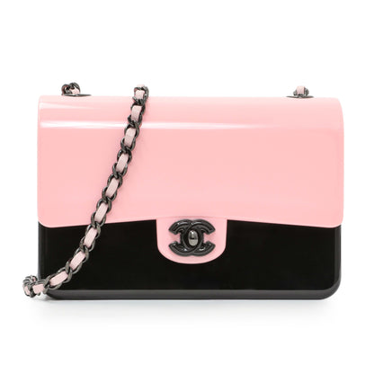 Exclusive Chanel Black Pink Plexiglass Plexi Coco Bag — Front View