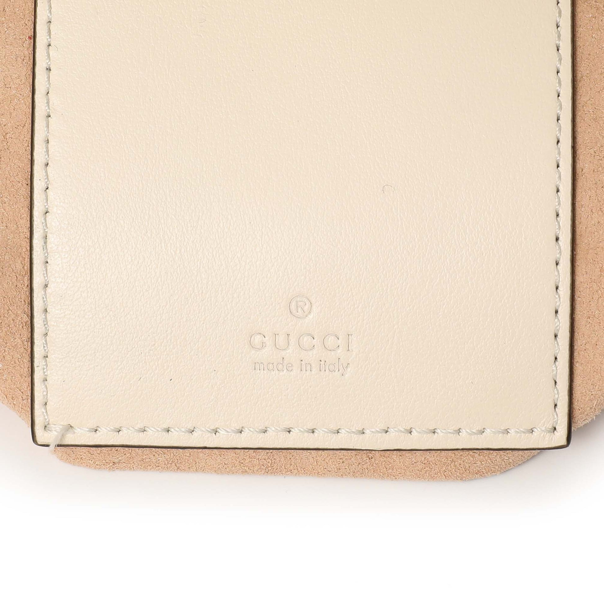 Exclusive Gucci White Calfskin Matelasse Mini GG Marmont Bucket — Lifestyle View