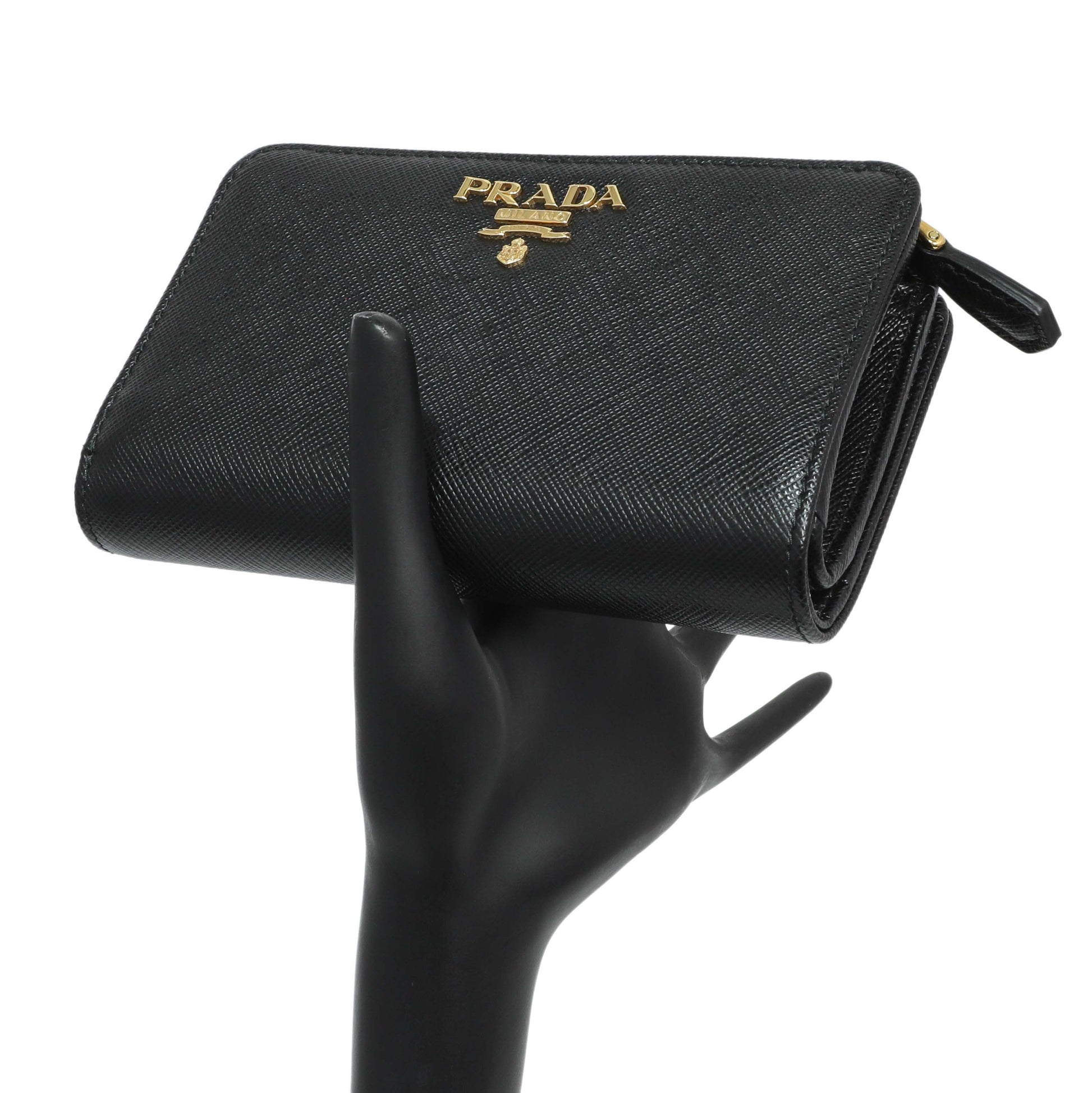 Exclusive Prada Black Saffiano Compact Wallet — Alternate View 7