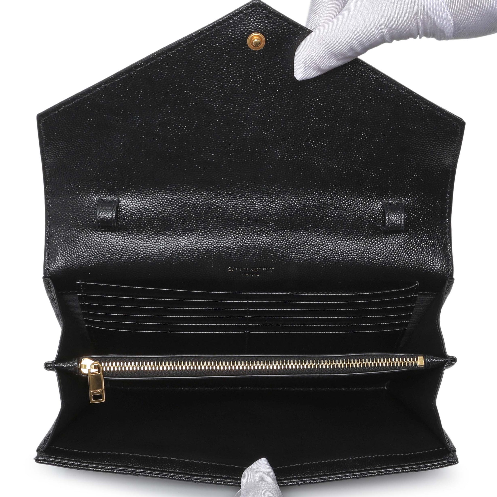 Exclusive Saint Laurent Grain De Poudre Matelasse Chevron Monogram Chain Wallet — Alternate View 10