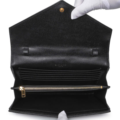 Exclusive Saint Laurent Grain De Poudre Matelasse Chevron Monogram Chain Wallet — Alternate View 10