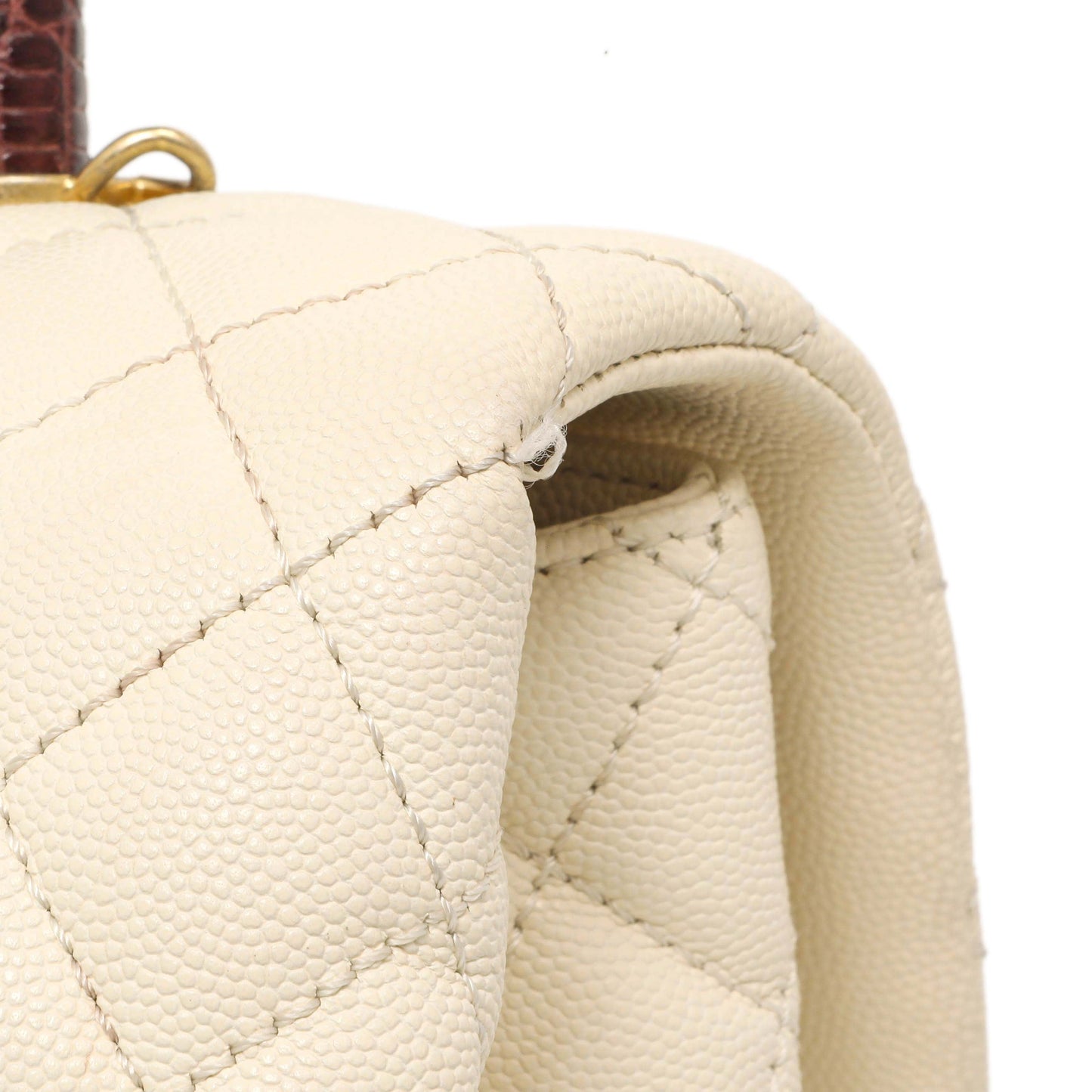 Exclusive Chanel Ivory Quilted Caviar Lizard Medium Coco Handle — Alternate View 11