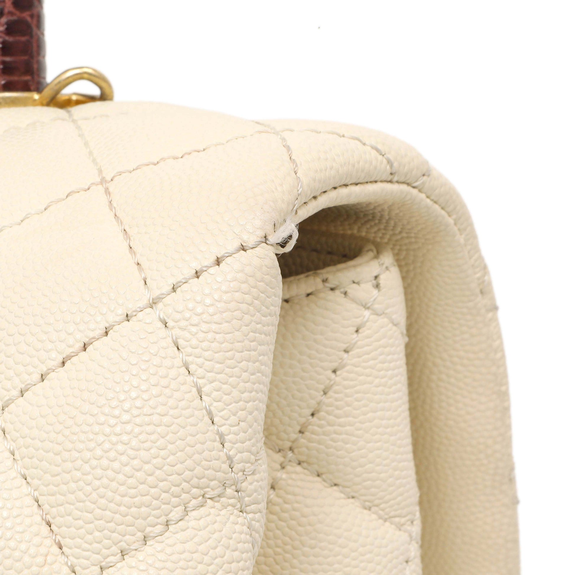 Exclusive Chanel Ivory Quilted Caviar Lizard Medium Coco Handle — Alternate View 11