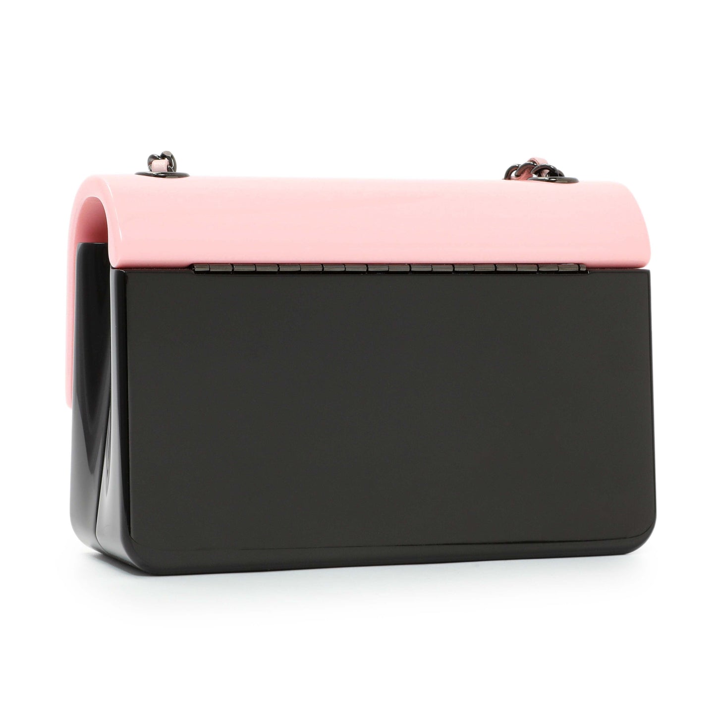 Exclusive Chanel Black Pink Plexiglass Plexi Coco Bag — Side View