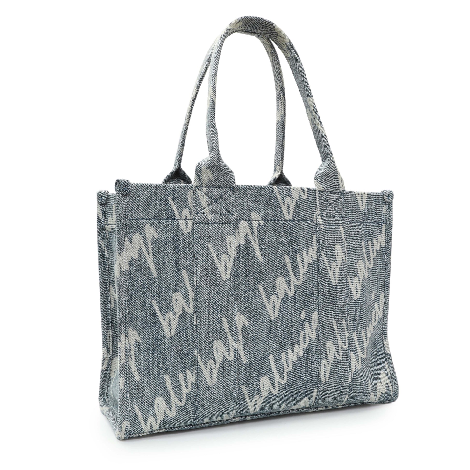 Exclusive Balenciaga Small Hardware Scribble Printed Denim Tote Bag — Side View