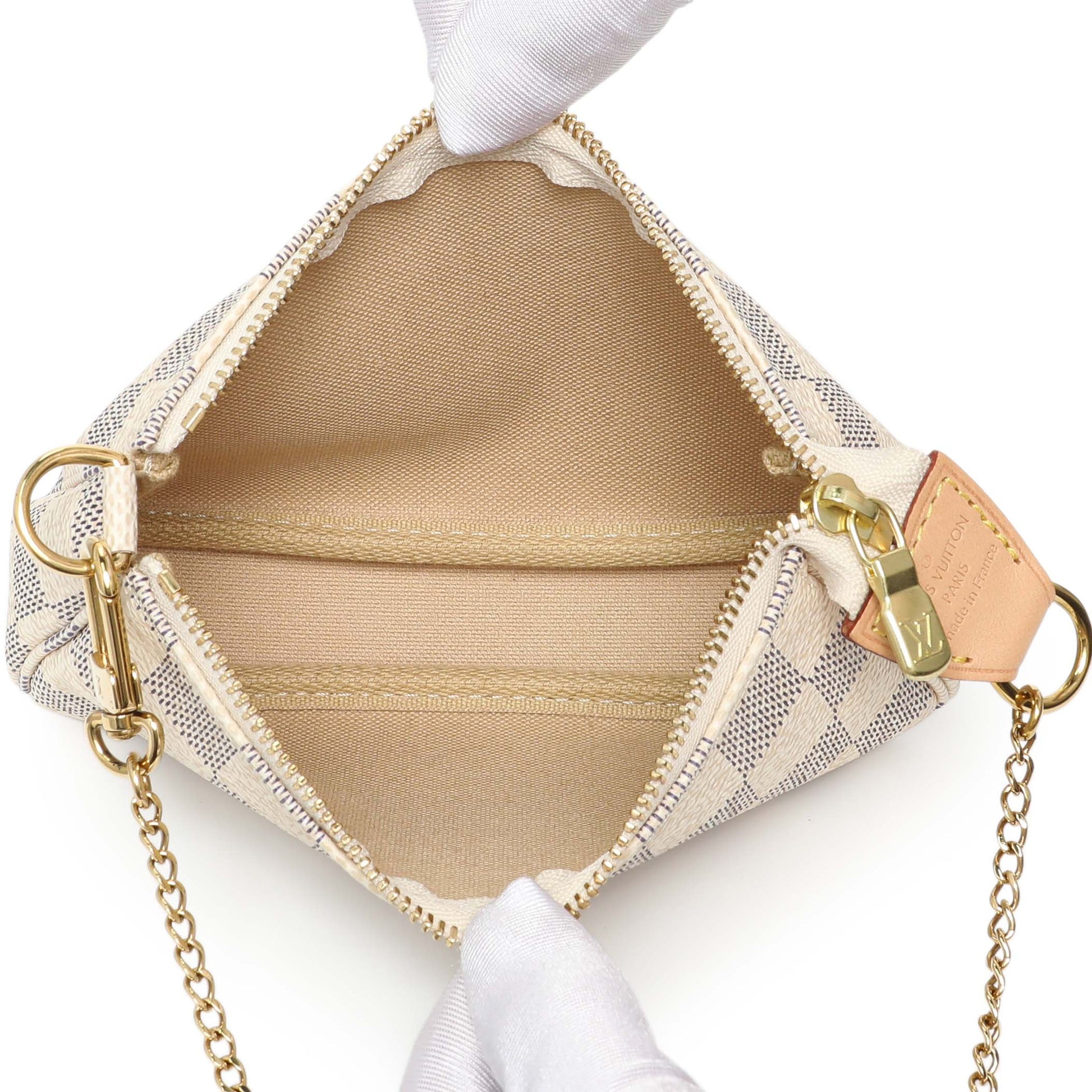 Exclusive Louis Vuitton Damier Azur Mini Pochette Accessories — Top View