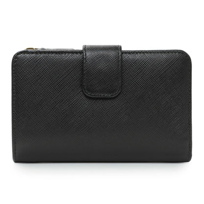 Exclusive Prada Black Saffiano Compact Wallet — Side View