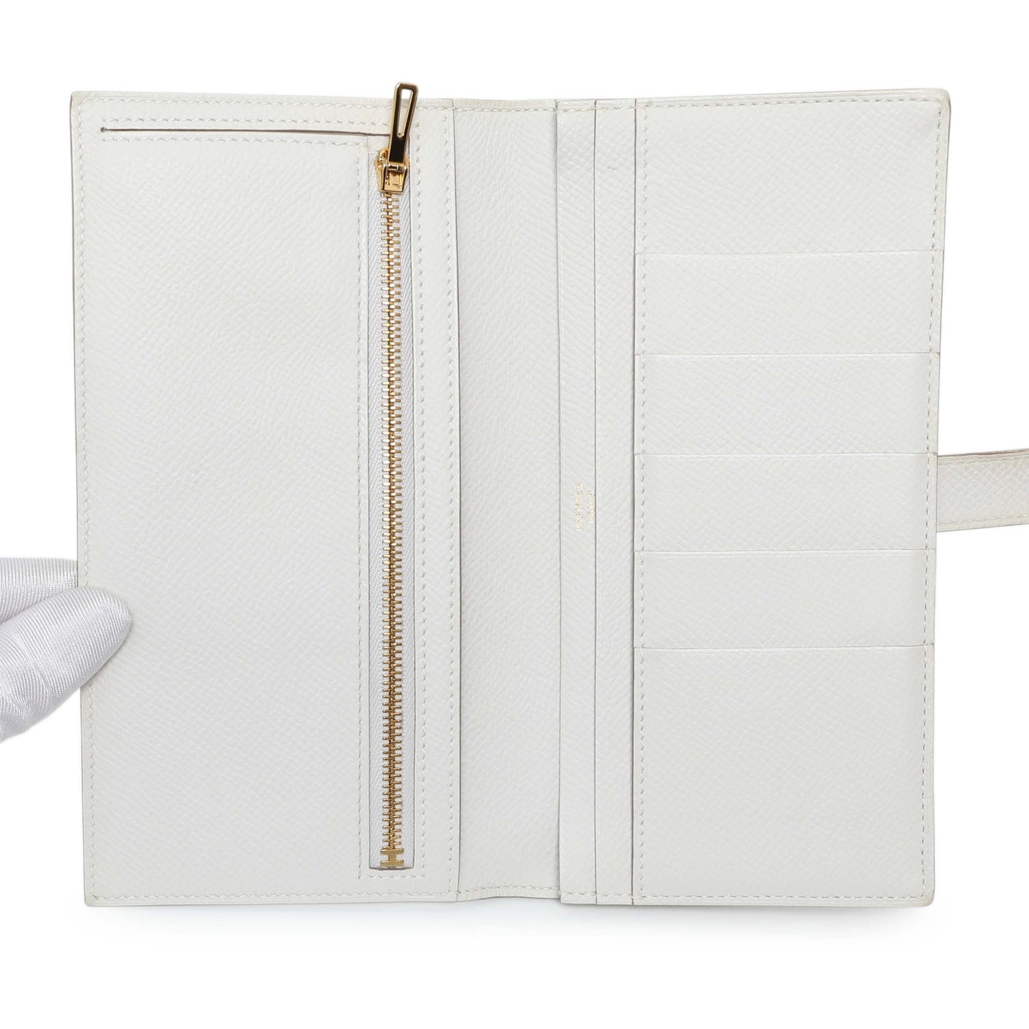 Exclusive Hermes White Epsom Bearn Gusset Wallet — Alternate View 8